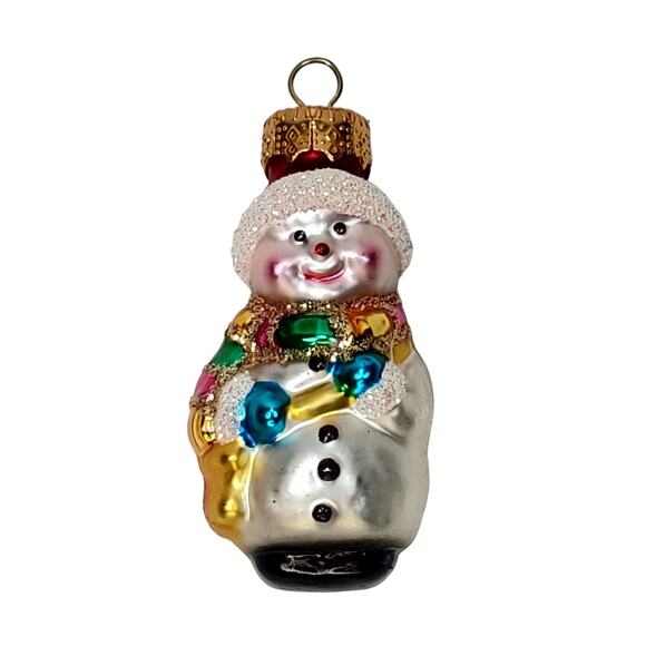 Christmas Ornament Hand Blown Glass Snowman Thomas Pacconi Classics 2003 Holiday - Picture 1 of 4